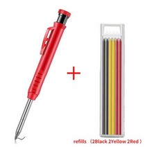 Solid Carpenter Pencil Set with Refill Leads and Built-in Sharpener Woodworking Marking Tool Deep Ho, 01 CHINA, 26 red pen set 1