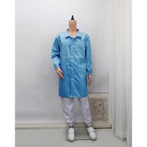 [제전가운] 스카이블루 화이트 Y카라 방진복 제전투피스 크린룸용품 제전슬리퍼 무진복 사파리 정전기제거, S