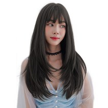 이쁘다샵 가발위드 스트레이트 긴머리 여성 통가발 러블린, 블랙브라운, 1세트