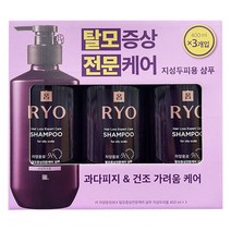 려 탈모증상 케어 지성두피 샴푸 400ml x 3입 TD, 단품