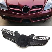 메르세데스 벤츠 호환 R171 SLK 클래스 2008-2010 SLK200/300/350 SLK55 다이아몬드 스타일 블랙 어퍼 범퍼 후드 메쉬 용 프론트 그릴, [01] Black, 01 Black