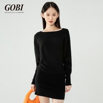 고비 100 캐시미어 블랙 루즈 긴팔 티셔츠 드레스 슬림핏 백 힙 펜슬 스커트 솔리드 컬러 여성
