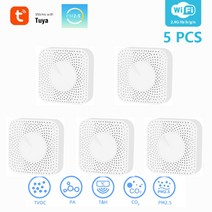 tuya wifi smart air quality monitor co2 sensor 온도 습도 측정기 voc hcho pm2.5 gas detector automatic alarm, 협력사, 5개