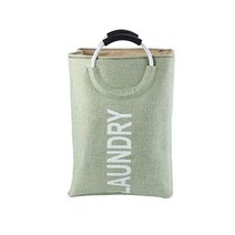 Ao jie ya 대형 접이식 세탁물 바구니 손잡이가 달린 접이식 세탁물 가방 방수 세탁 버킷 의류 가방 여행 쇼핑 욕실 가정용 보관 가방 (베이지), Green