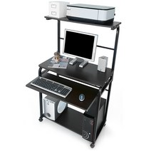 톡톡디자인 이동식 2단 구성 와이드 공간절약형 철재책상, 월넛