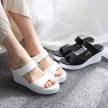 준디자인 7cm 여성 키높이 슬리퍼 수제 쿠션 스트랩 샌들 푹신한 발편한 사무용 사무실 회사 교사 통굽 가벼운 경량