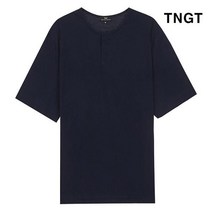TNGT 95 사이즈 네이비 헨리넥 면 티셔츠