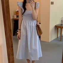 퐁순싸롱 스트링 핀턱 셔링 나시 민소매 시원한 롱 원피스 YJ