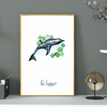 따쟁이공방 고래의꿈 Be Happy 알루미늄 인테리어액자, 무광골드