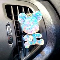 곰돌이 차량용 방향제 송풍구형 자동차 디퓨저 액상 미포함, 블루