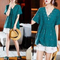 [Myshe]여름 여성 블라우스 캐주얼 빅사이즈 뱃살커버 블라우스 TWO527FEI527CS06