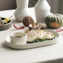 윤도자기 차곡 - 타원접시, 아이보리, 1개