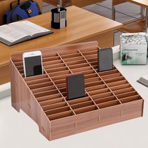 wood 핸드폰보관함 휴대폰수거 핸드폰 정리함 휴대폰 수거 수거함 스마트폰 보관 케이스, 1개, 브라운_45칸