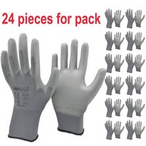 24 개/12 쌍 안전 작업 장갑 블랙 Pu 나일론 면화 산업 보호 NMSafety 브랜드 공급 업체, PU1350GR-12pairs_L