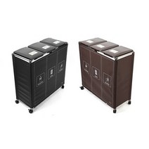 이지핏 가정용 분리수거함 재활용 분리수거함 쓰레기통 브라운 블랙 2구 3구 4구 리필봉투, 리치 3구