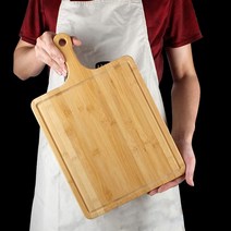 홈쿡 대나무 플레이팅 도마 서빙 접시 피자 쟁반 스테이크 트레이 손잡이 사각, 상세 참조