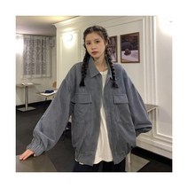 과잠 항공점퍼 간절기 아우터 여성용 코듀로이 야구 코트 재킷 스타일 패션 루즈한 헐렁한 캐주얼 스트리트웨어 올매치 단색 미적 부드럽고 따뜻함