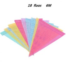 황마 리넨 깃발 페넌트 생일 천 배너 벽걸이 웨딩 파티 화환 홈데코 4M-8M, [02] 18flags-6M