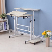 높이조절 스탠딩책상 높낮이 서서보는책상 키높이, 고급형 오크