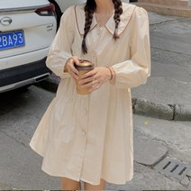 셔링 포인트 카라 미니 원피스