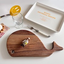 레인트리 도마 겸 쟁반 우드트레이 치즈플레이트 통원목도마 고래 고양이 나뭇잎 달빛스토어, 리프