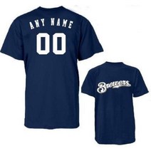 Milwaukee Brewers Personalized 커스텀 추가 Name amp Number 100 % 코튼 티셔츠 복제본 Major League Baseball Jersey