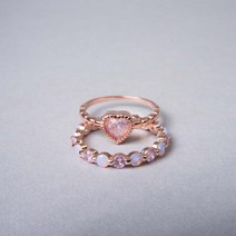 실버 925 은 여성 하트 원석 문스톤 반지