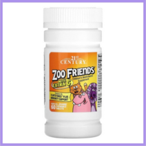 21세기 센츄리 비타민C 첨가 Zoo Friends 오렌지 츄어블정 60정 21st Century with Extra Orange Chewable Tablets, 없음, 해당사항없음, 없음