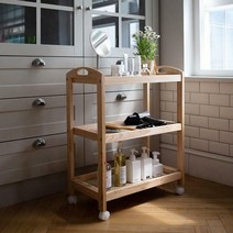 [딜]리빙숲 이동식 원목 트롤리 3단/4단, 1_원목트롤리 3단