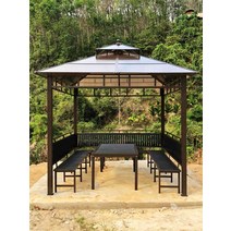 파고라 방갈로 전원주택용 정자 오두막 조립식 테라스, 3.5X3.5m 4기둥 파빌리온  커튼