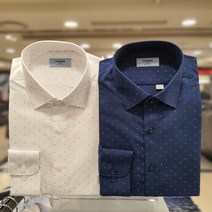 NC 불광점 레노마 셔츠**신상품 초특가**화이트 네이비 올오버 도트 프린트 링크프리 구김없는 슬림핏 RLSSLP-853-WH-NY-55