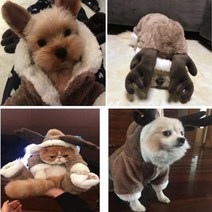 애견 방한복 루돌프 올인원 강아지 겨울 의류 반려견 후드 털옷, S