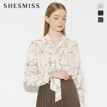 SHESMISS_02 [쉬즈미스] 리본타이 체인프린트 블라우스_SWWBLM31020