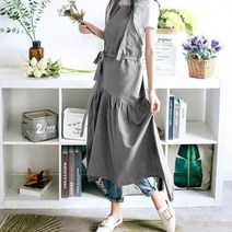 soooooo몰_에이프릴 원피스 롱 앞치마(그레이) 여성스러운 예쁜 가정용 여자 요리용 조리용_더수sSHOP, 무옵션_상품_입니다_