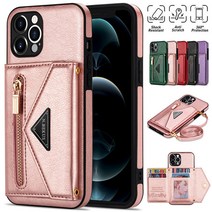 SUK 아이폰13 가죽지갑 카드 슬롯 지퍼 케이스 iPhone 12 Mini 11 Pro Max XR XS SE/8/7 Plus 중량 부족/내진/킥스탠드/안티 스크래치