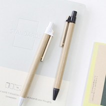 재생 크라프트 종이 클립 볼펜 검정색 0.8, 날씨맑음초록