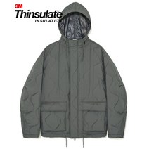 파르티멘토 3M 신슐레이트 퀄티드 코드 후드 집업 자켓 차콜 Thinsulate Quilted Cord Hood Zip Jacket Charcoal