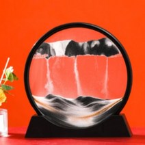우주선인장 움직이는 모래시계 액자 모래멍 샌드아트, 7인치 블랙