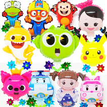 메리팡 국산 캐릭터 바람개비풍선 신비 캐리 뽀로로 핑크퐁 콩순이 폴리 코코몽 아기상어, 02.크롱