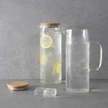 디에프 우드뚜껑 내열유리 카페 유리물병 3size, 1.5L