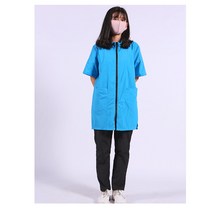 애견 미용사 가운 미용복 작업복 방수방정전안착모고양이개학교병원전용공복앞, 03 XL, 03 롱지퍼 블루 하프