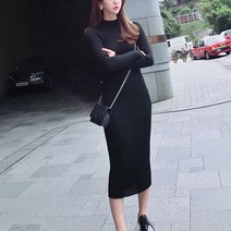 슬림핏 타이트한 패션 여성 니트 골지 심플 롱 원피스