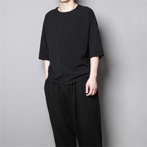 일본 식 베 이 직 개성 퍼 즐 언 밸 런 스 솔 리드 반팔 티셔츠 반팔 재킷 남자