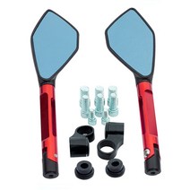 오토바이 CNC 백미러 혼다 pcx150 야마하 bws 125 fz6 가와사키 z750 닌자 400 versys 650 스즈키 gn 밴디, 02 Long(Red)
