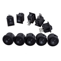5 PCS SPST BLACK 버튼 ON / OFF 라운드 로커 스위치 AC 6A / 125V 3A / 250V와 5 X AC 250V 3A 2 핀 ON / OFF I / O, 하나, 검은 색