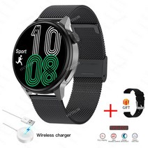 스마트워치 년형 신형 GPS Trac 남성용 블루투스 호출 스포츠 NFC 여성용 심박 ECG PPG 안드로이드 ios 용, 5.Black mesh