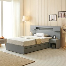 부드러운 바퀴형 서랍 USB 슈퍼싱글 수납침대 프레임, 화이트