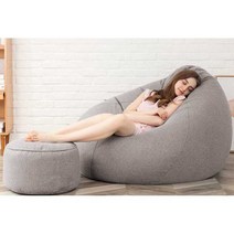 빈백 쿠션 마약 소파 1인 소파 안락 의자 원룸 거실, B 다크커피+풋스툴7.0KG 125x130