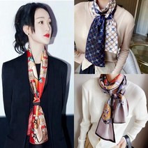 가을 요즘 브랜드 멋내기 실크 롱 슬림 타이 여성 남성 스카프 머플러