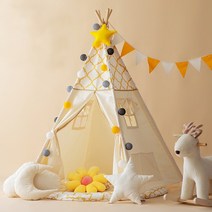 인디언텐트 어린이텐트인디언텐트 어린이텐트아기텐트 ins IKEA 실내 놀이 집 발코니 작은 집 소년 소녀 아기 인형 집은 잠을 잘 수 있습니다, 두꺼운 패드로 남녀 보물의 크기를 늘리는 이중 창